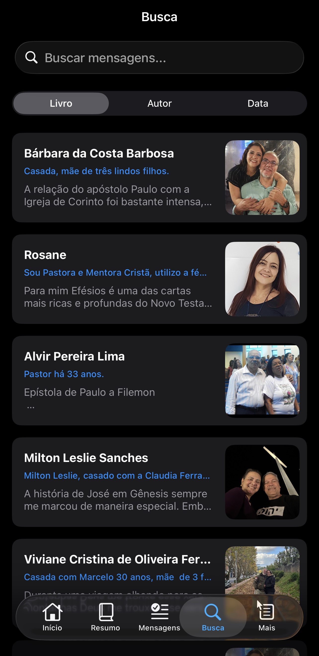 Tela do app Bíblia Resumo - Reflexão